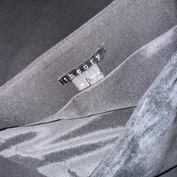 EUC Theory Mixed Mobile Calf Leather A Line Black Skirt Size 10 - Picture 3 of 9